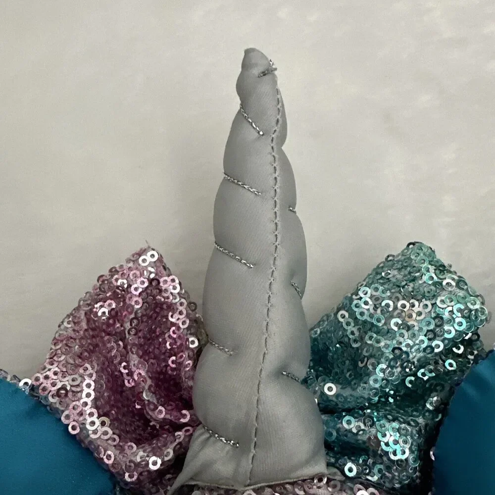 Official Disney Minnie Mouse Ears Sequins Pastel Rainbow‎ Unicorn Bow Headband